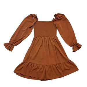 Elegant Burnt Orange Flowy Dress